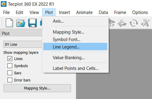 Open the line legend menu
