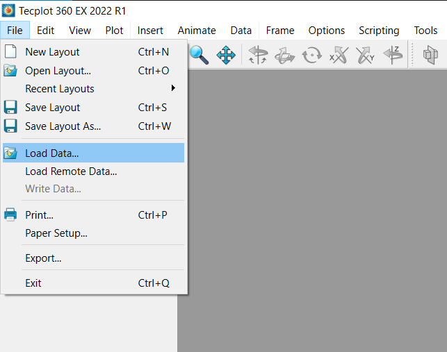 Load data through the file menu
