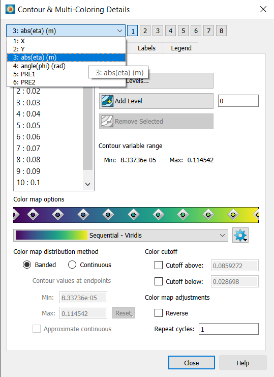 Select the contour field